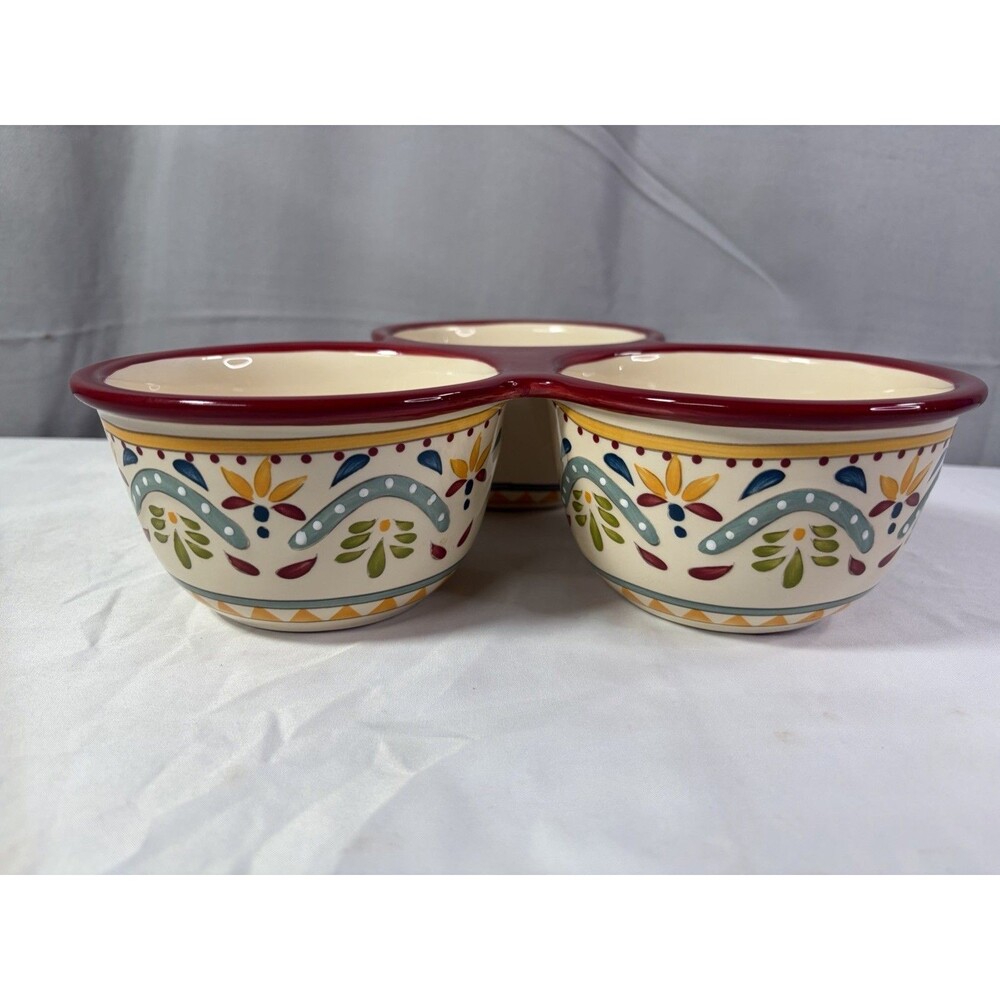 Bobby Flay Sevilla 3 Section Earthen Ware Server Bowls | 11" | Discontinued